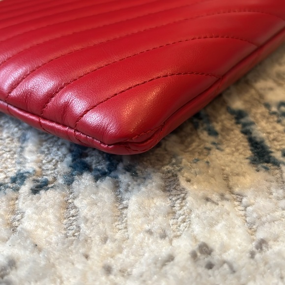 Saint Laurent YSL Cassandre Matelassé Red Small Leather Pouch Wristlet - Picture 11 of 14